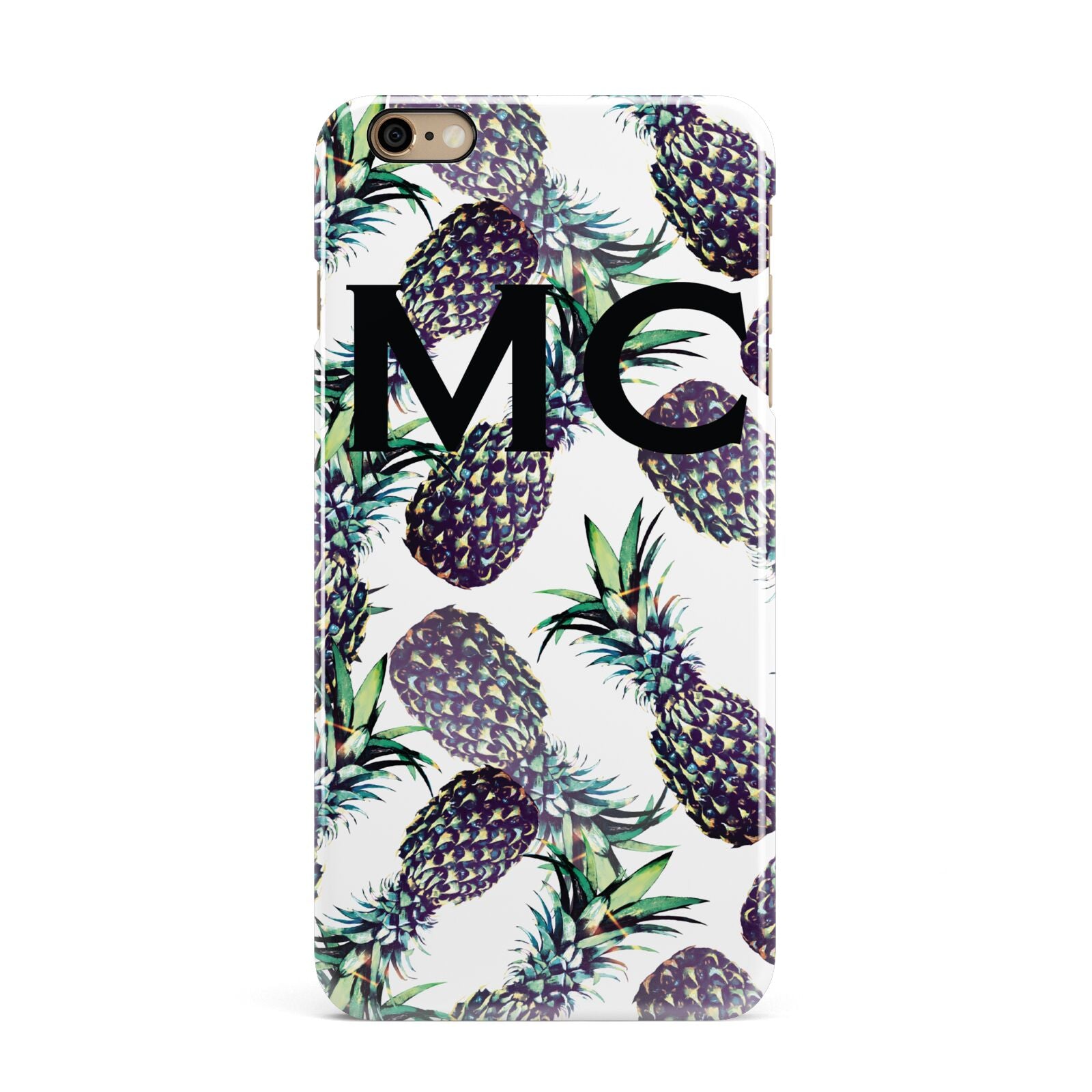 Personalised Pineapple Tropical White iPhone 6 Plus 3D Snap Case on Gold Phone