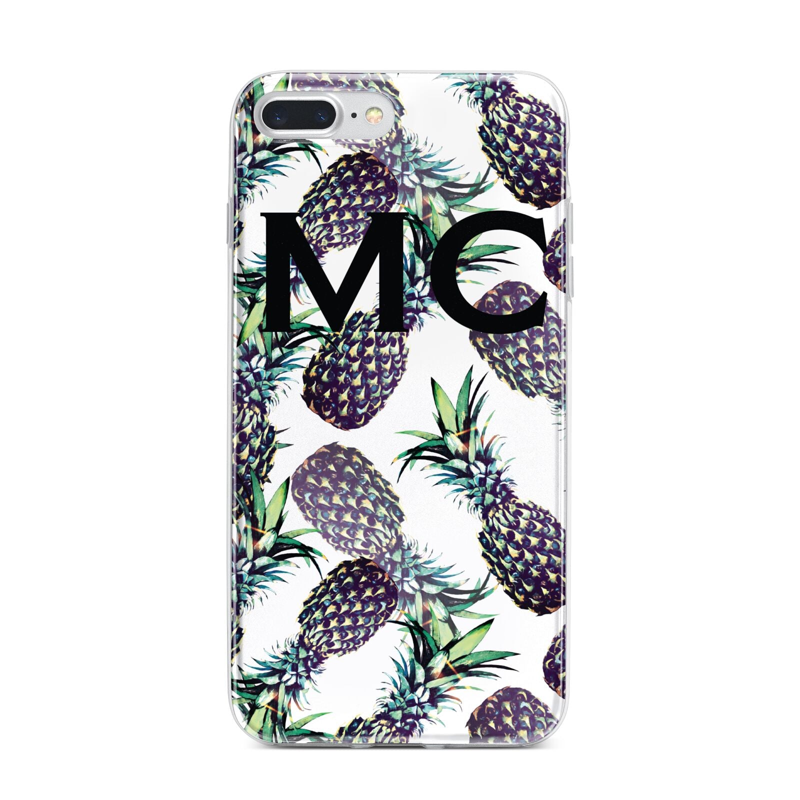 Personalised Pineapple Tropical White iPhone 7 Plus Bumper Case on Silver iPhone