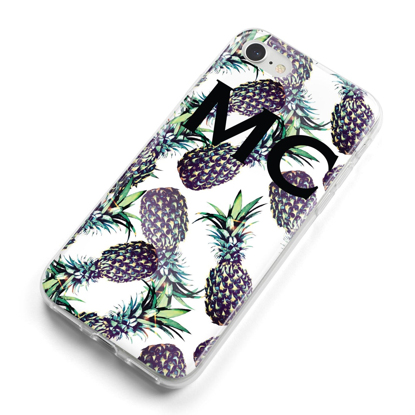 Personalised Pineapple Tropical White iPhone 8 Bumper Case on Silver iPhone Alternative Image