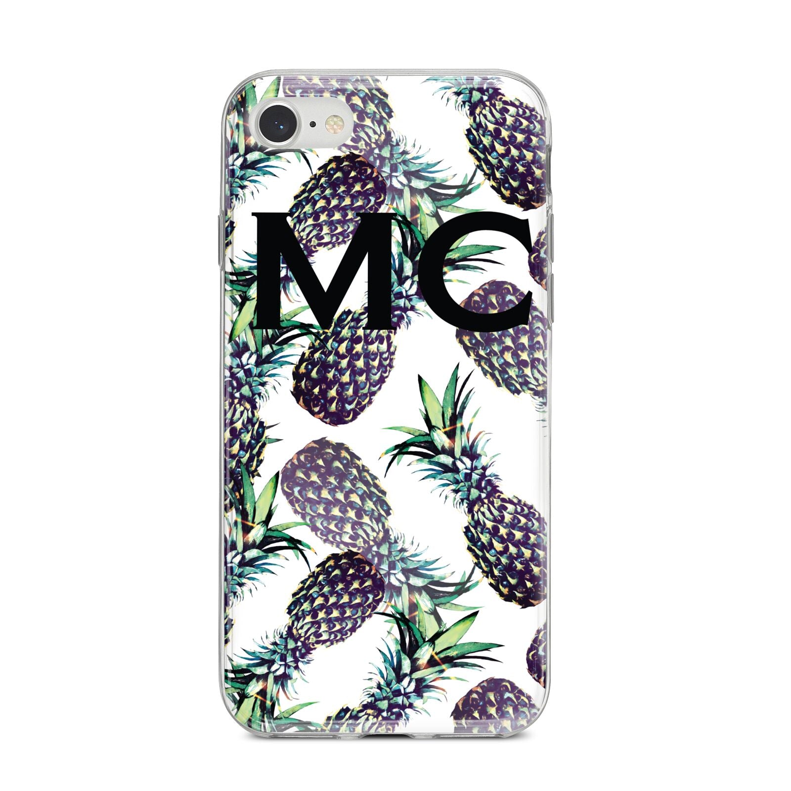 Personalised Pineapple Tropical White iPhone 8 Bumper Case on Silver iPhone