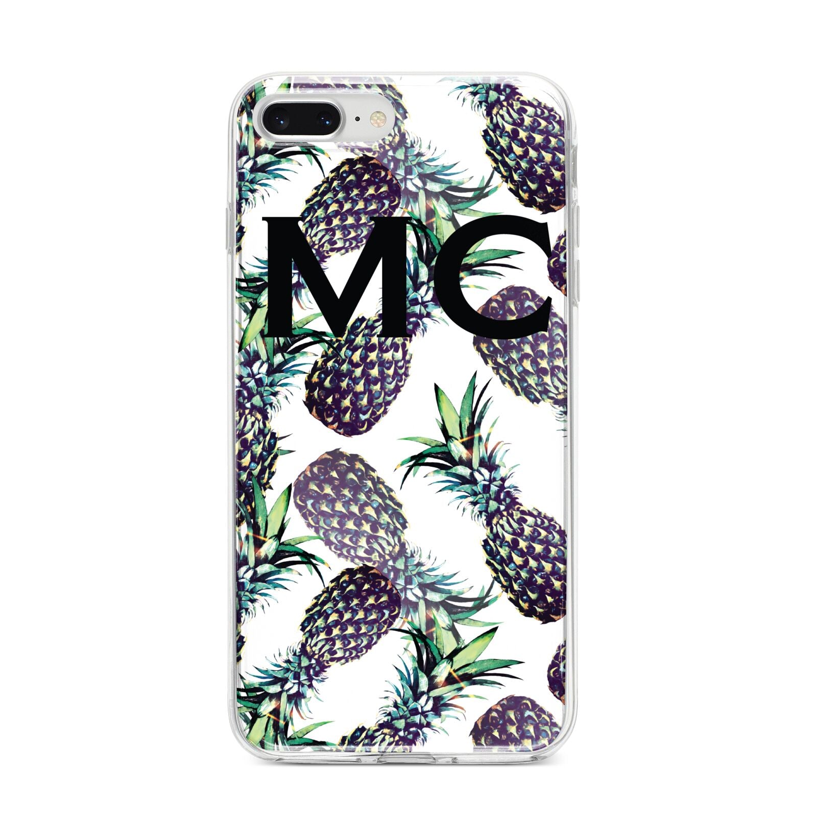 Personalised Pineapple Tropical White iPhone 8 Plus Bumper Case on Silver iPhone