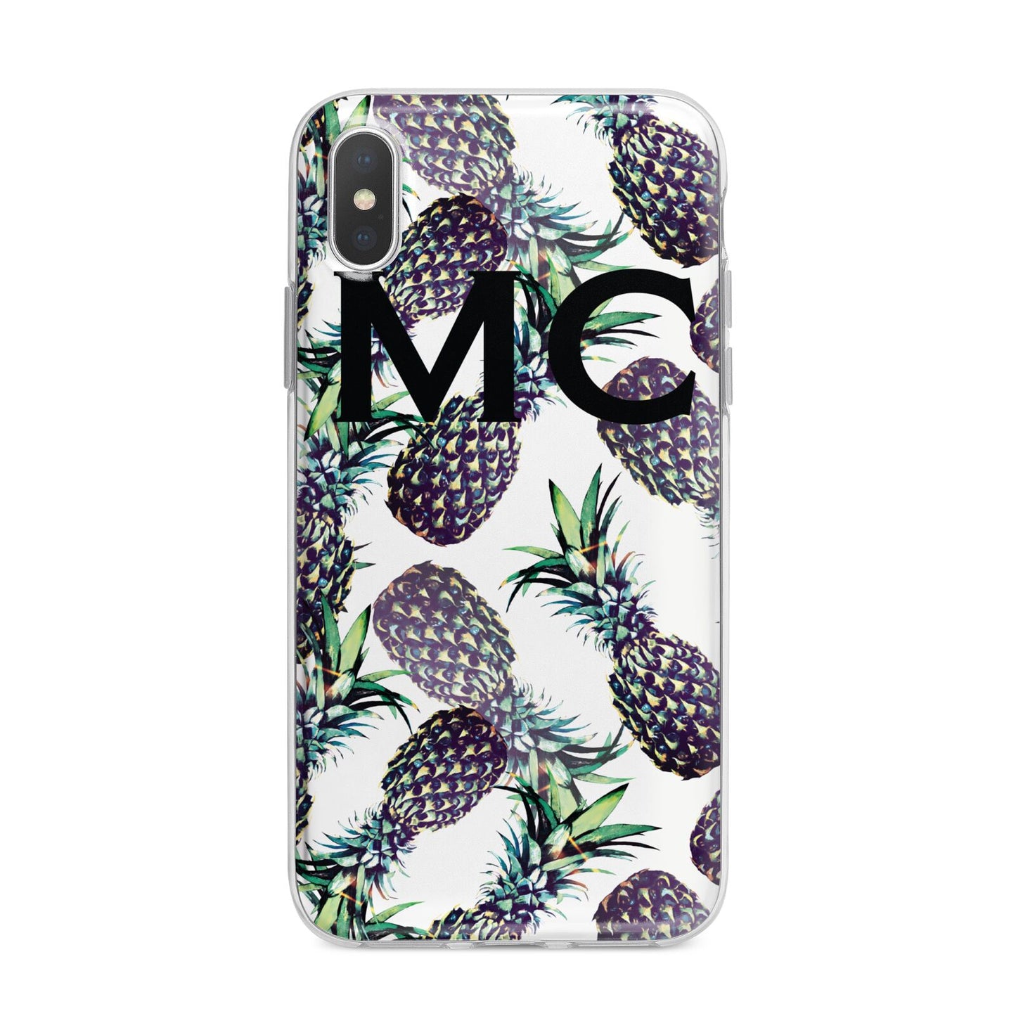 Personalised Pineapple Tropical White iPhone X Bumper Case on Silver iPhone Alternative Image 1