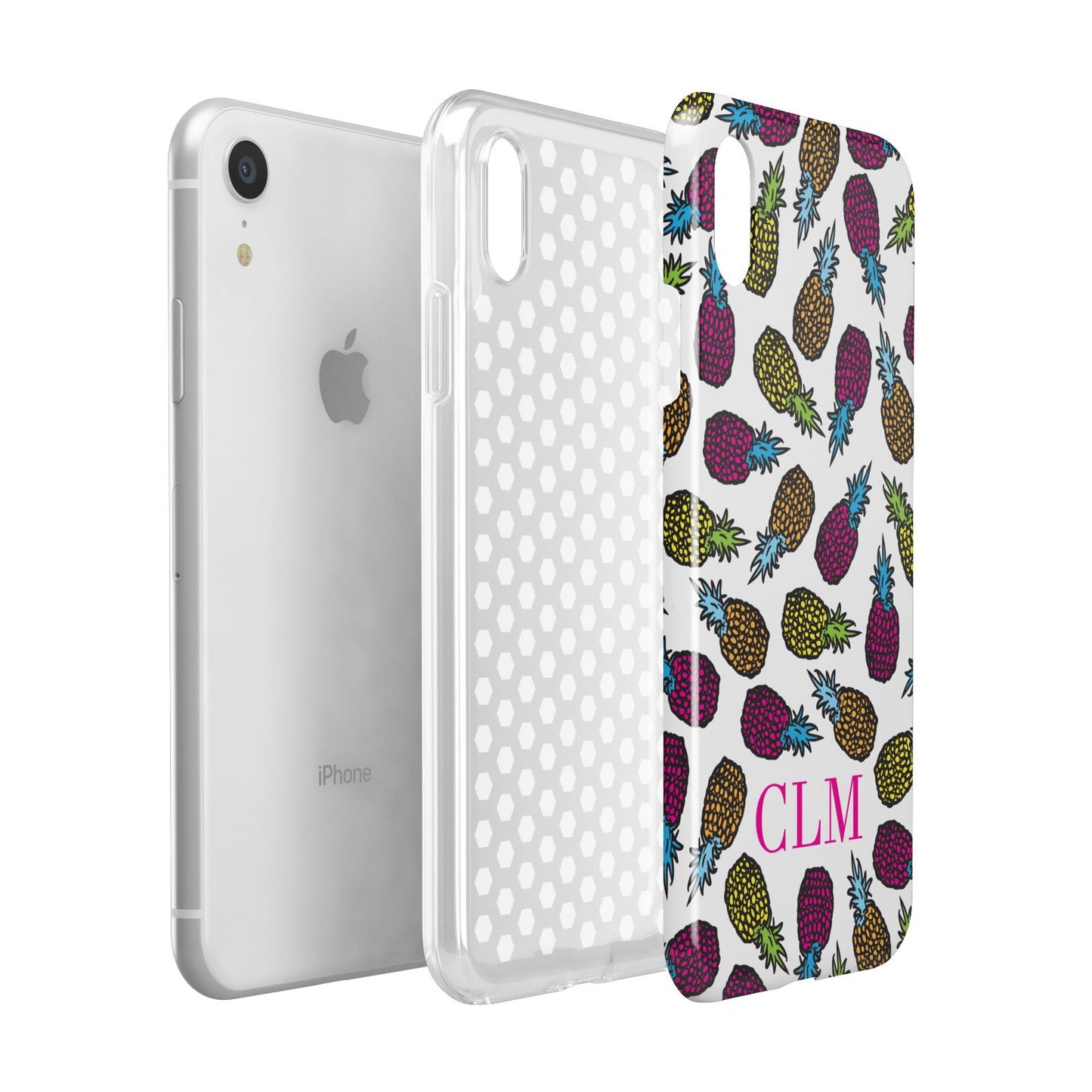 Personalised Pineapples Initials Apple iPhone XR White 3D Tough Case Expanded view