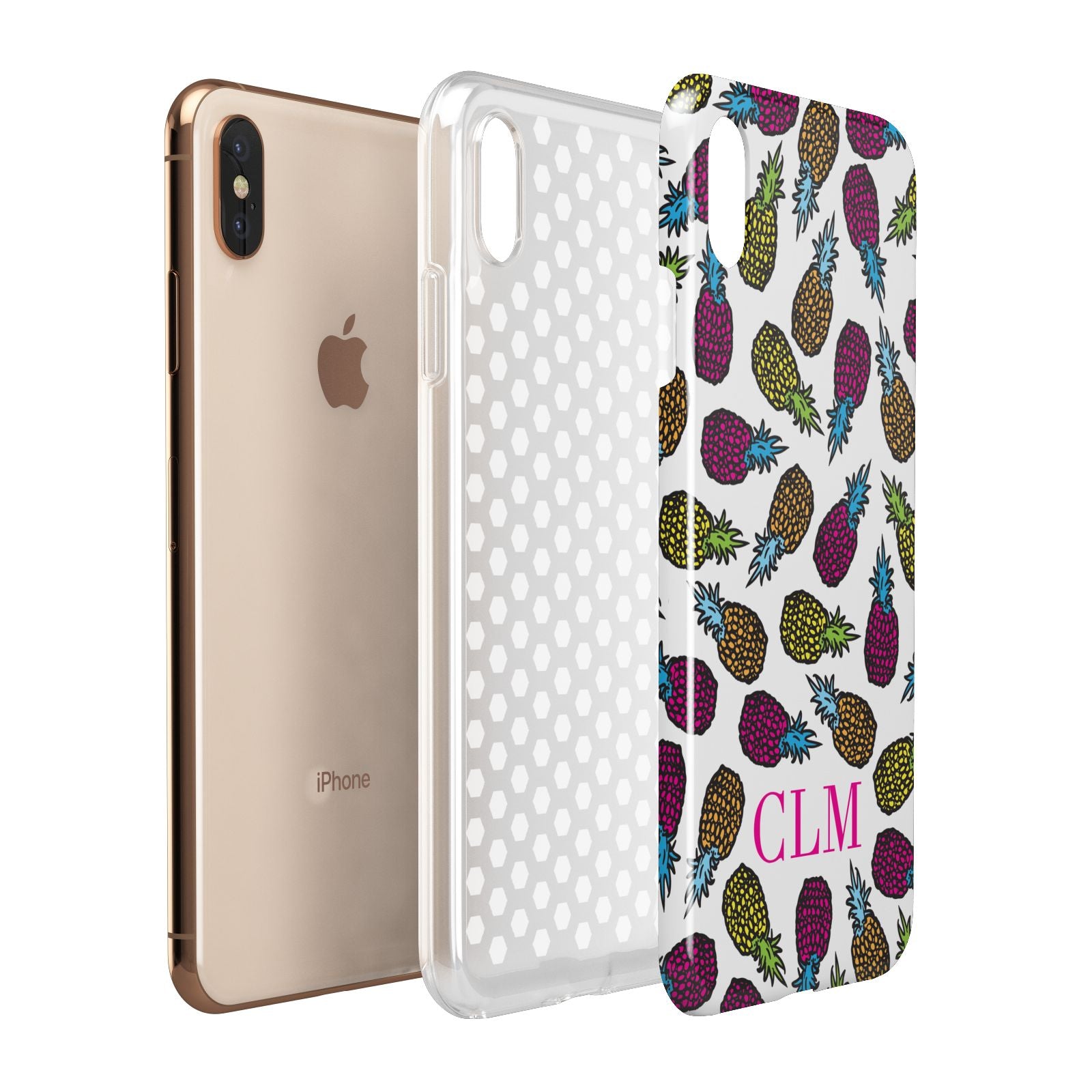 Personalised Pineapples Initials Apple iPhone Xs Max 3D Tough Case Expanded View