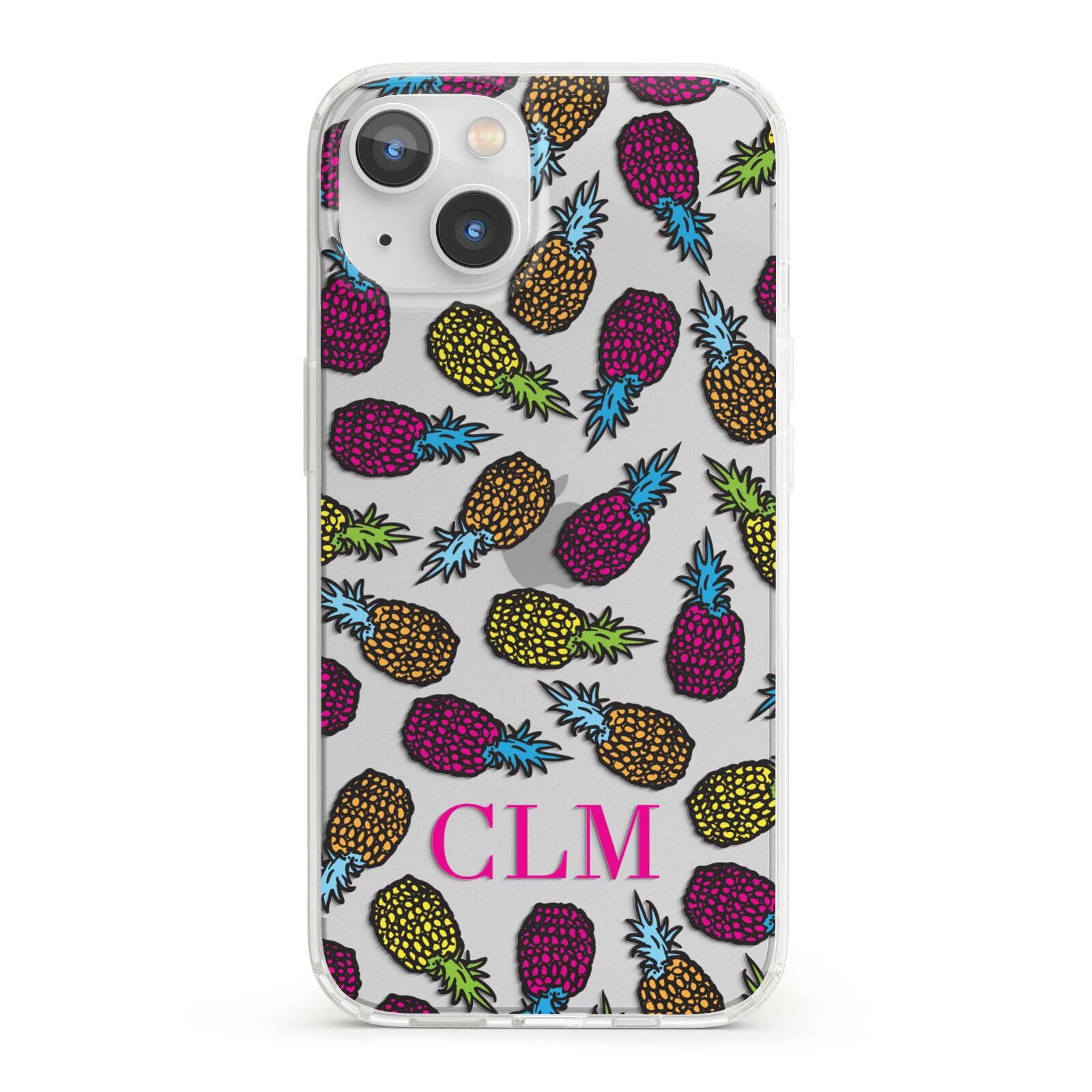 Personalised Pineapples Initials iPhone 13 Clear Bumper Case