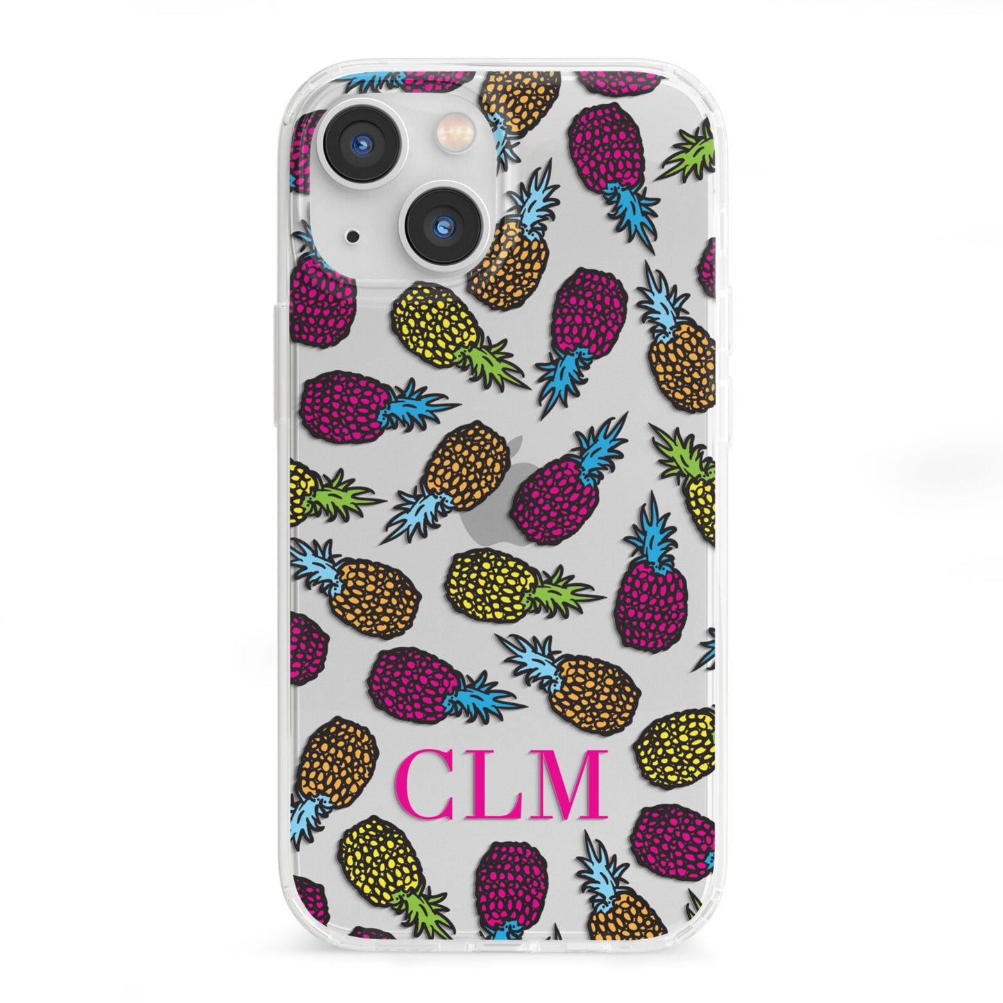 Personalised Pineapples Initials iPhone 13 Mini Clear Bumper Case