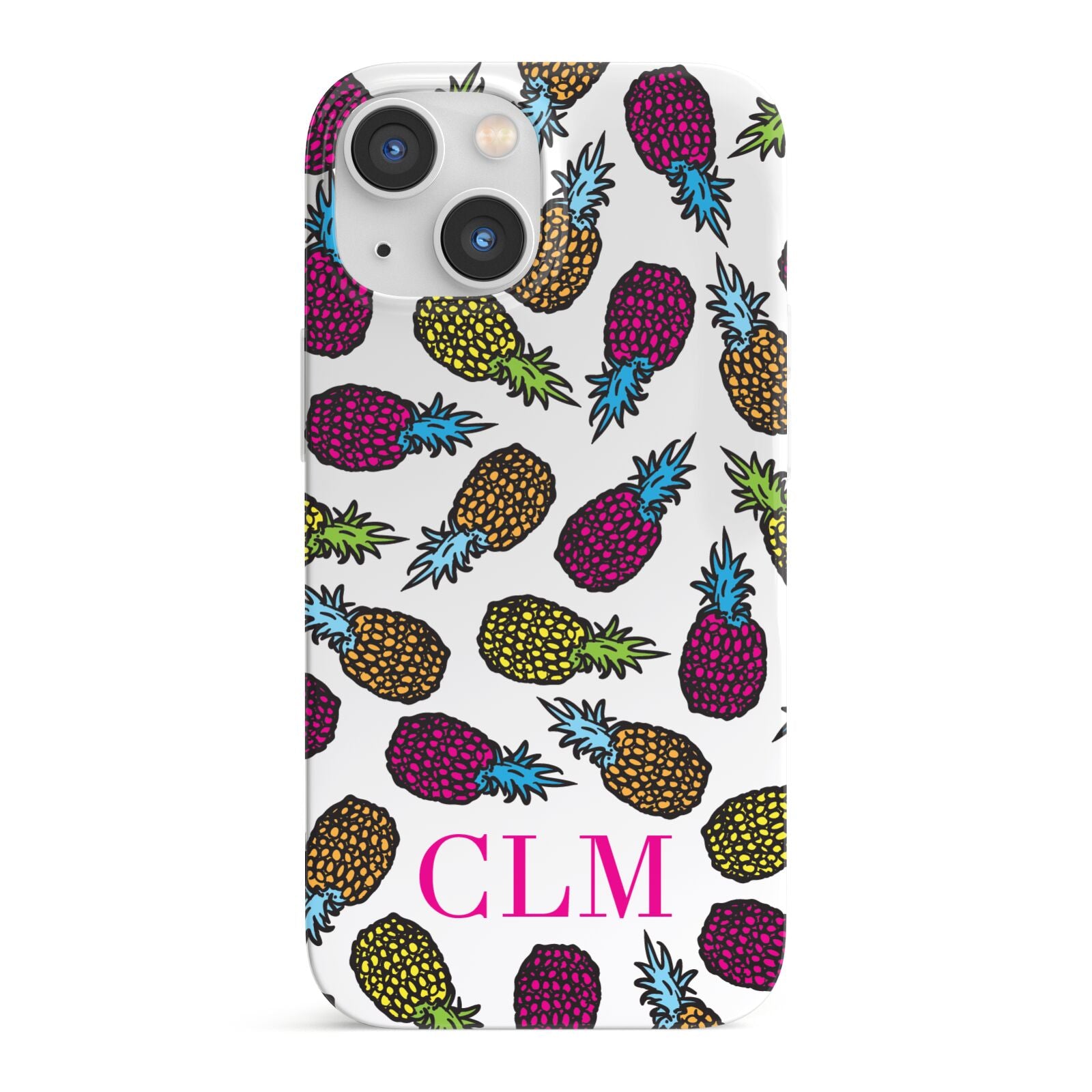 Personalised Pineapples Initials iPhone 13 Mini Full Wrap 3D Snap Case