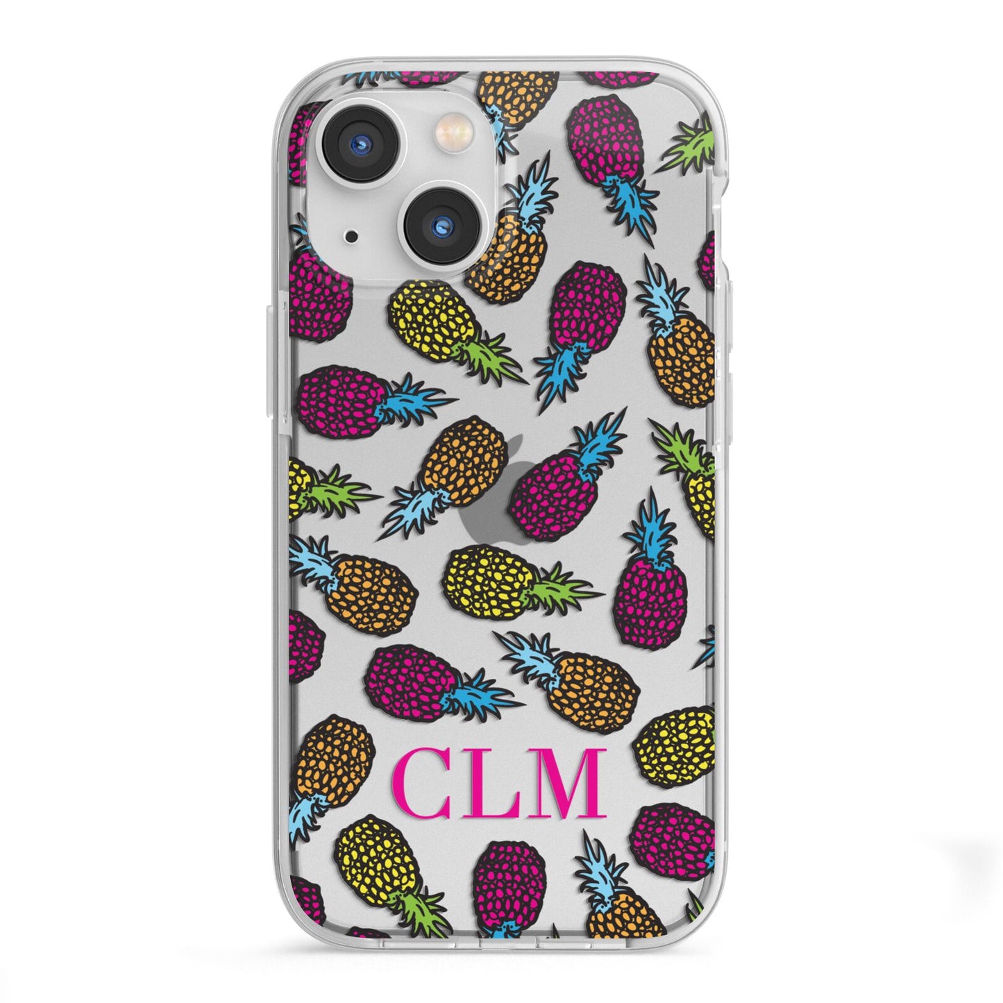 Personalised Pineapples Initials iPhone 13 Mini TPU Impact Case with White Edges