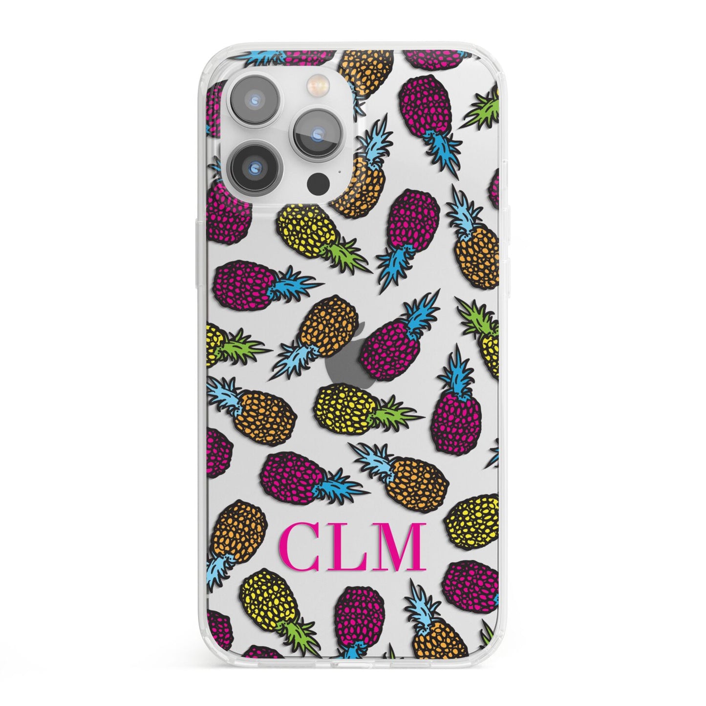 Personalised Pineapples Initials iPhone 13 Pro Max Clear Bumper Case