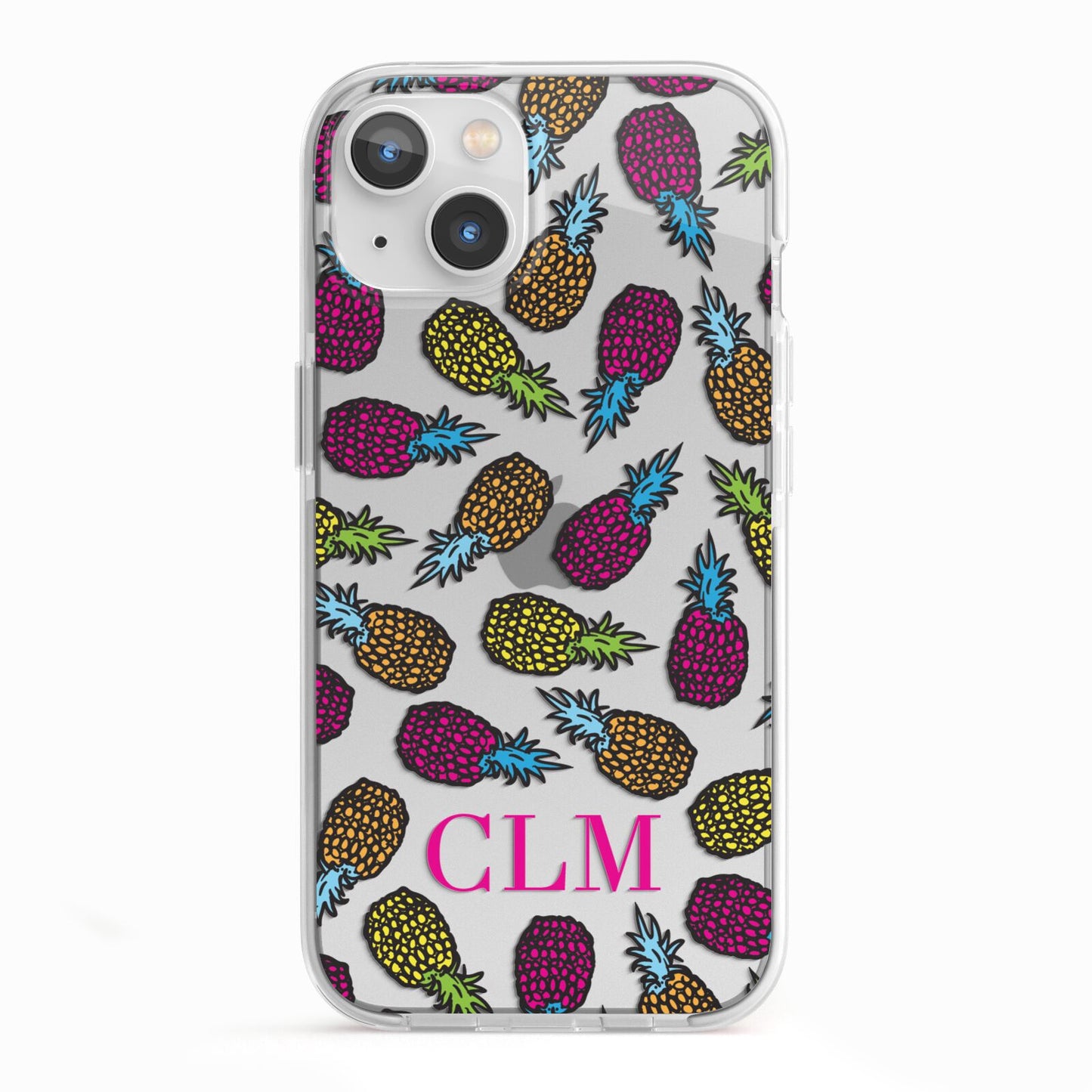 Personalised Pineapples Initials iPhone 13 TPU Impact Case with White Edges