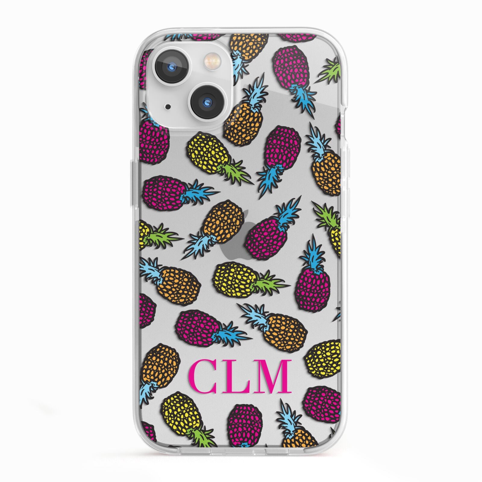 Personalised Pineapples Initials iPhone 13 TPU Impact Case with White Edges