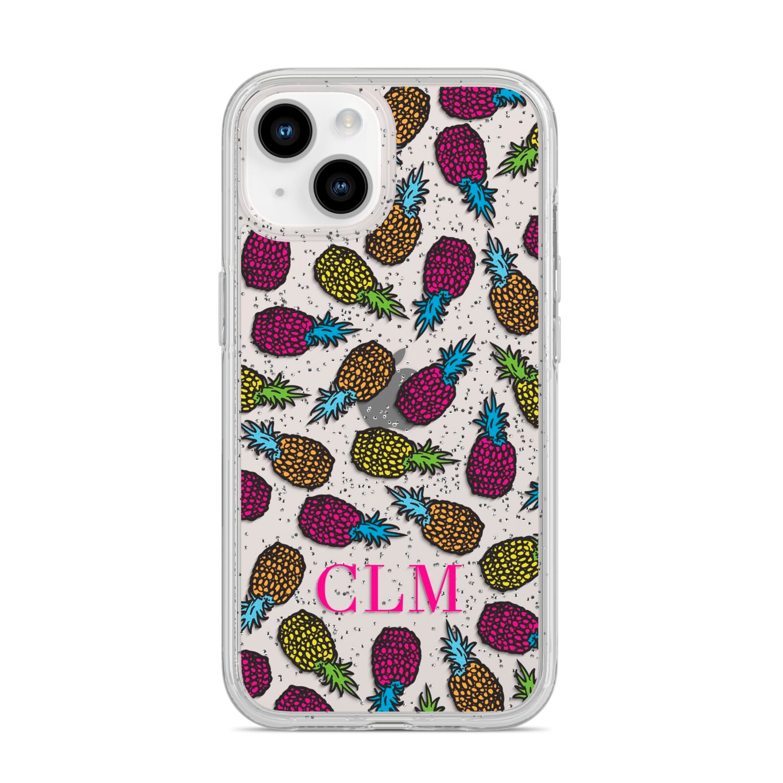 Personalised Pineapples Initials iPhone 14 Glitter Tough Case Starlight