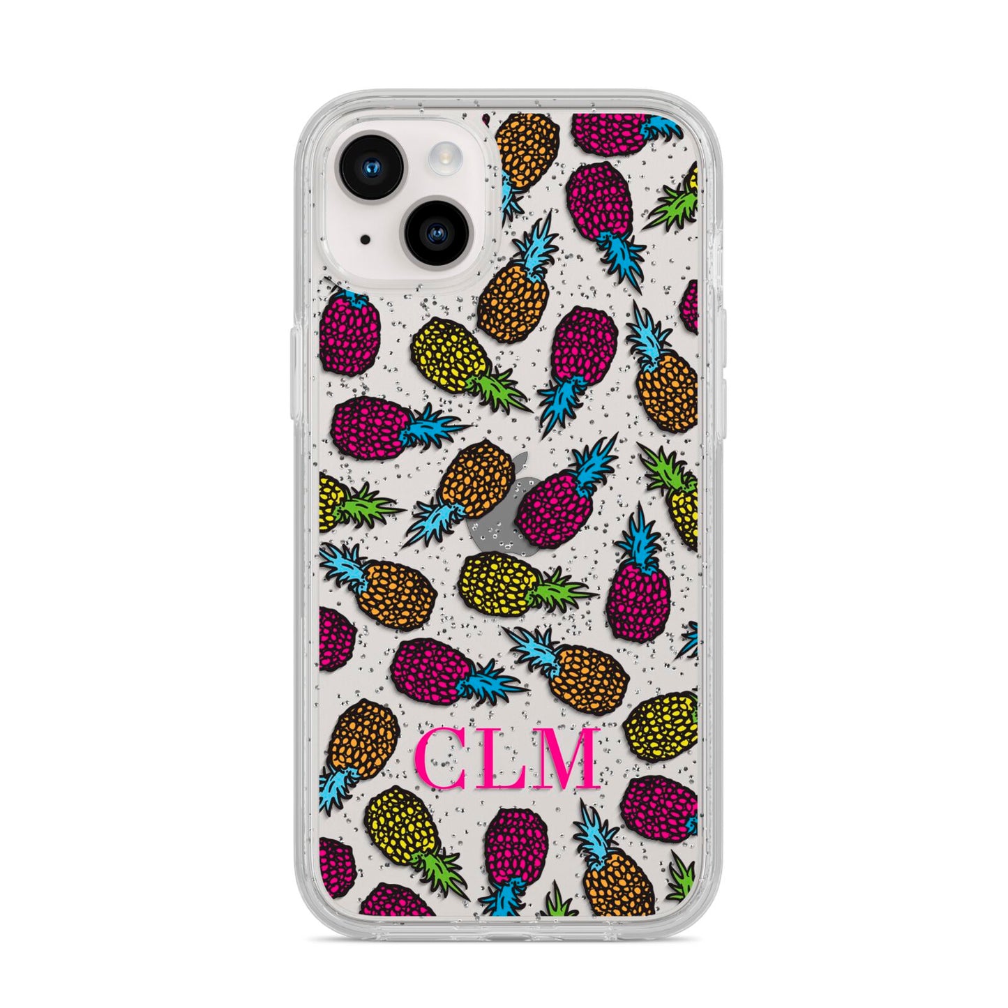 Personalised Pineapples Initials iPhone 14 Plus Glitter Tough Case Starlight