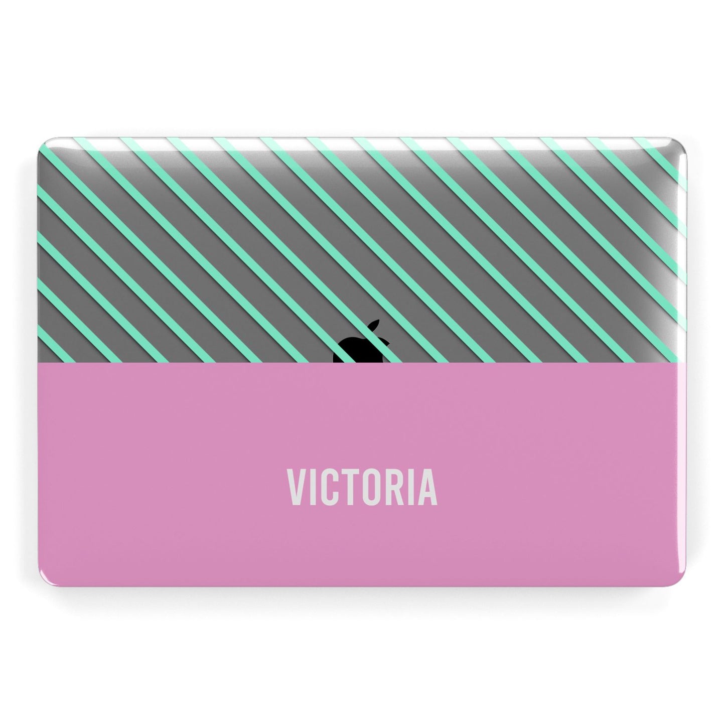 Personalised Pink Aqua Striped Apple MacBook Case