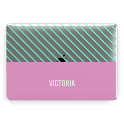 Personalised Pink Aqua Striped Apple MacBook Case