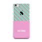 Personalised Pink Aqua Striped Apple iPhone 5c Case