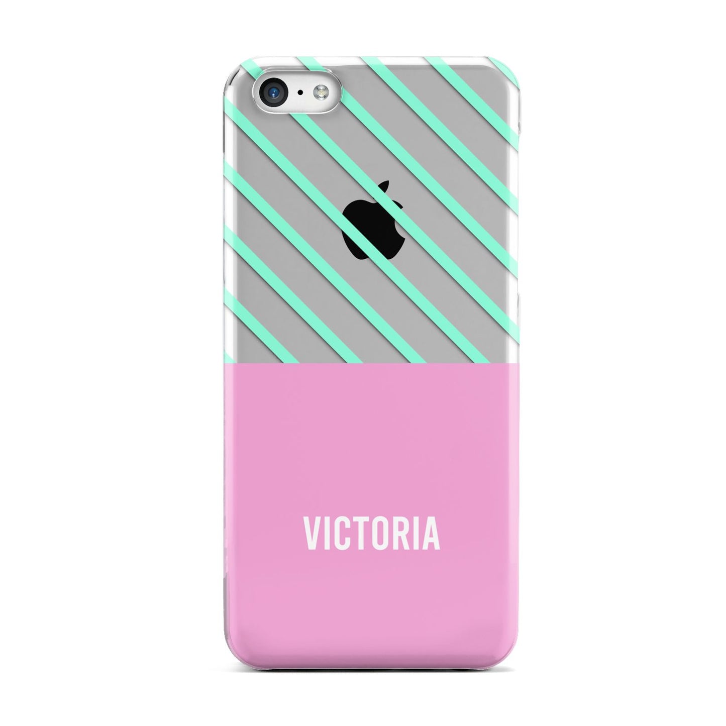 Personalised Pink Aqua Striped Apple iPhone 5c Case