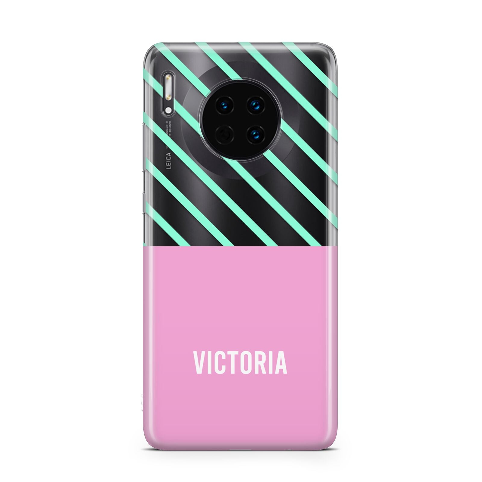 Personalised Pink Aqua Striped Huawei Mate 30