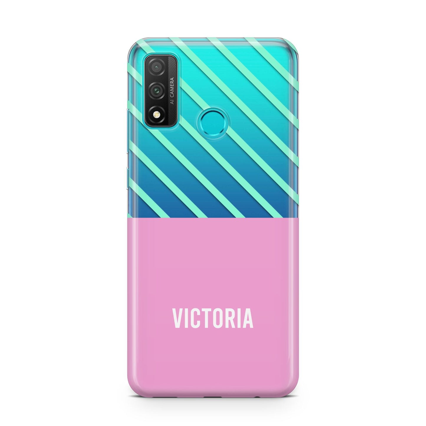 Personalised Pink Aqua Striped Huawei P Smart 2020