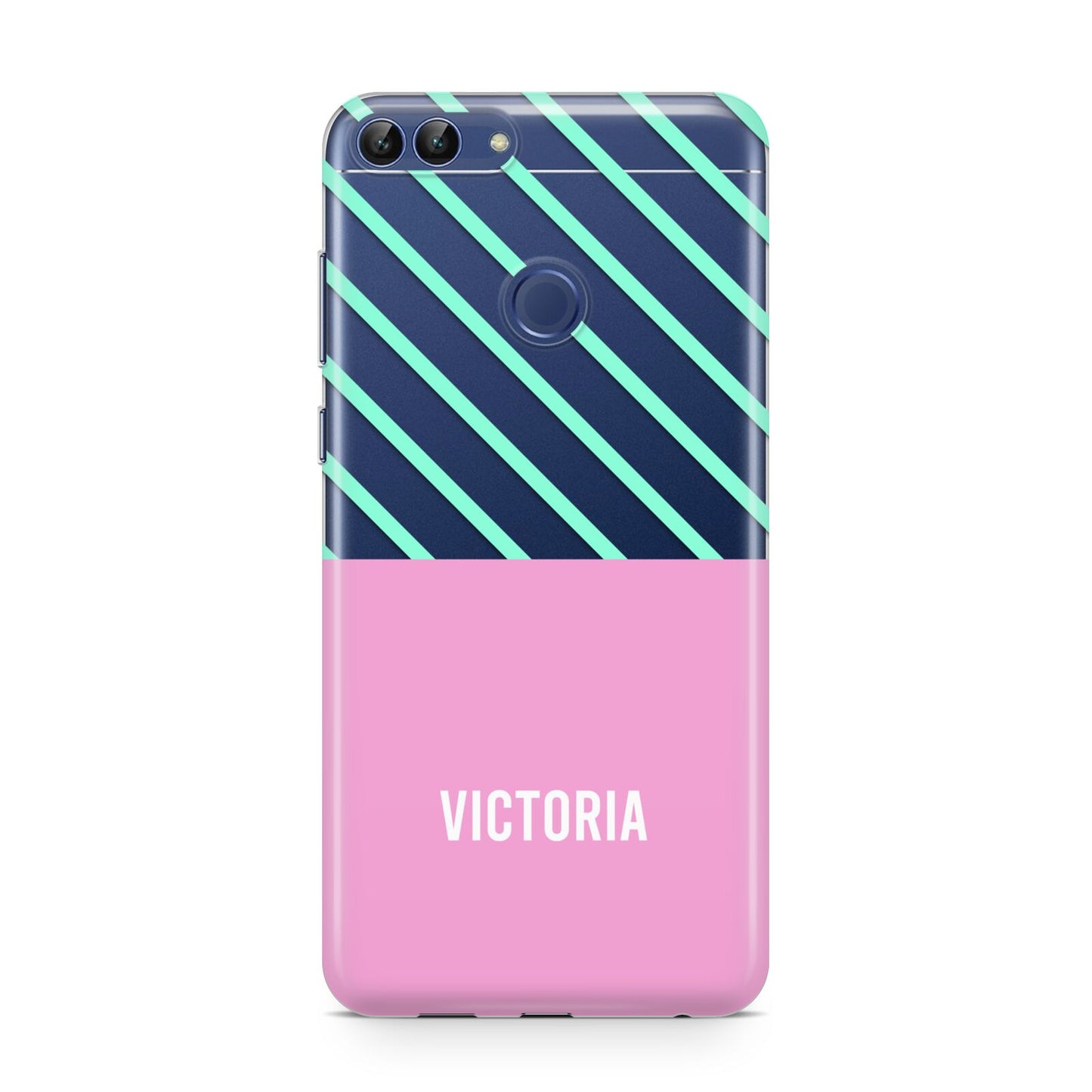 Personalised Pink Aqua Striped Huawei P Smart Case