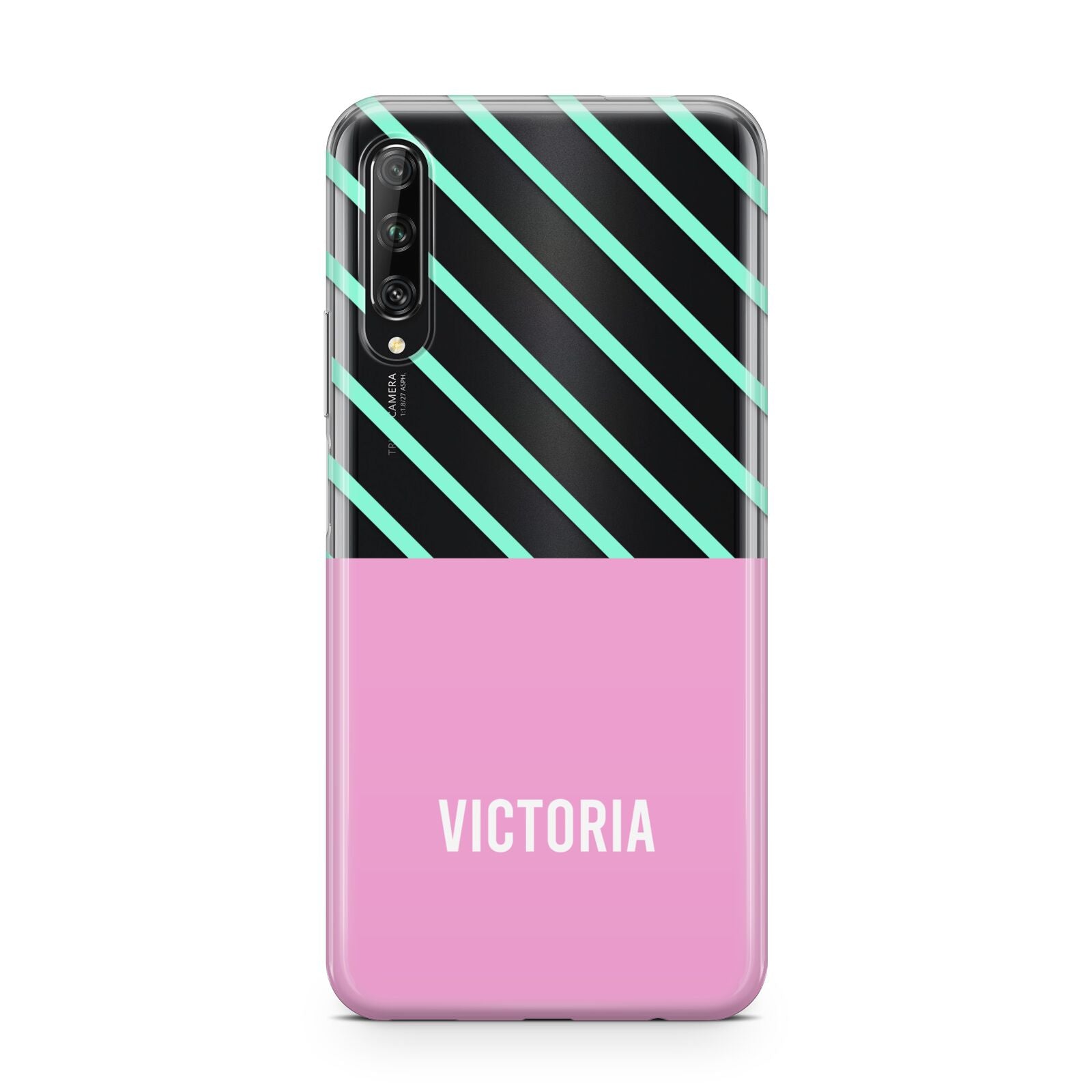 Personalised Pink Aqua Striped Huawei P Smart Pro 2019