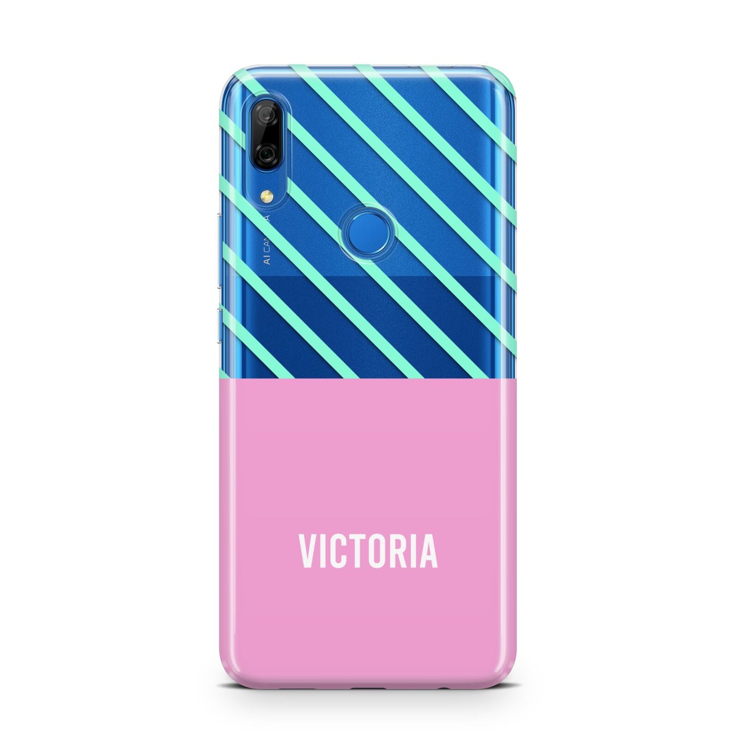 Personalised Pink Aqua Striped Huawei P Smart Z