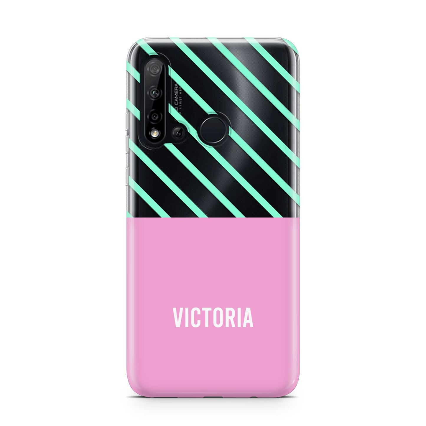 Personalised Pink Aqua Striped Huawei P20 Lite 5G Phone Case