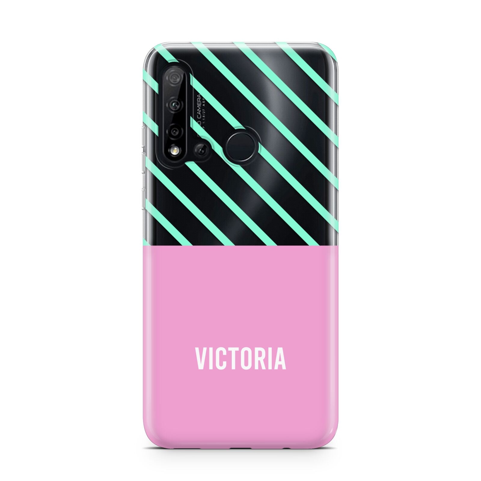 Personalised Pink Aqua Striped Huawei P20 Lite 5G Phone Case