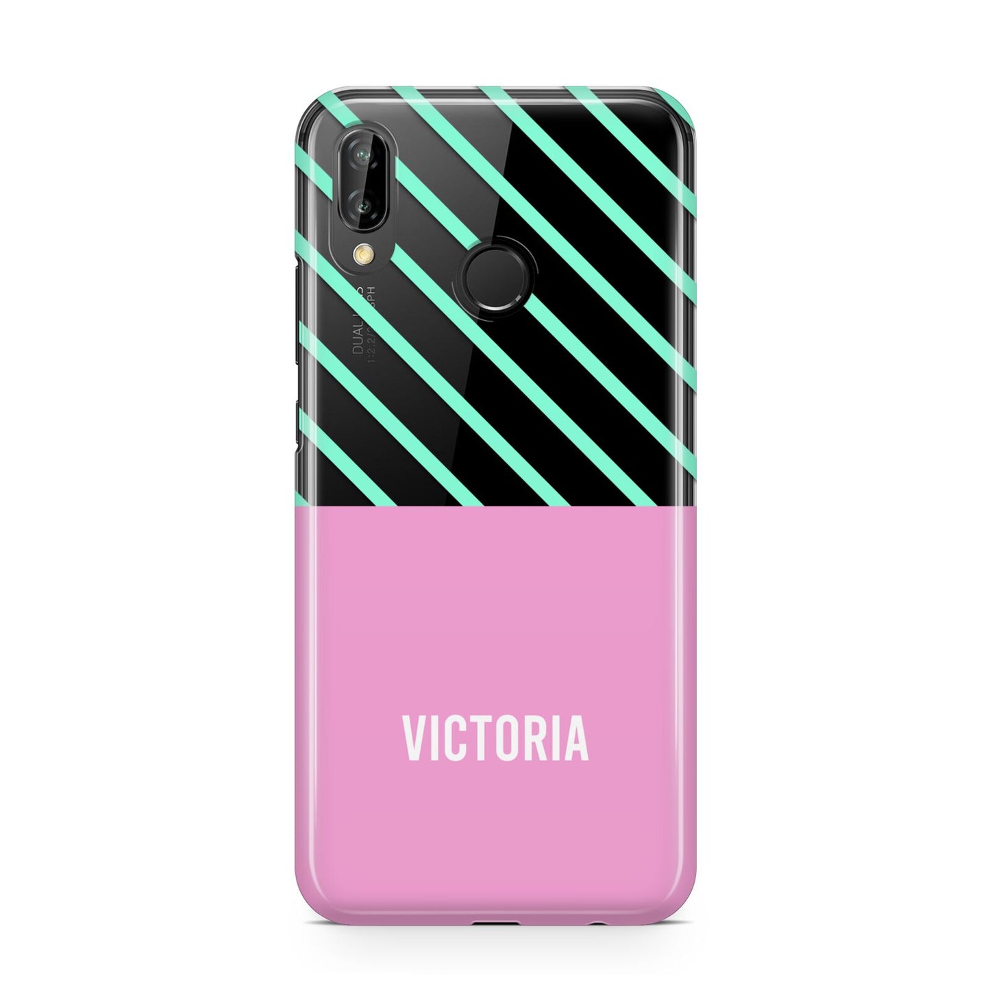 Personalised Pink Aqua Striped Huawei P20 Lite Phone Case