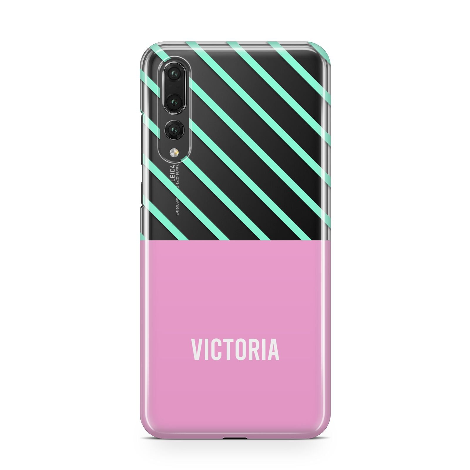 Personalised Pink Aqua Striped Huawei P20 Pro Phone Case