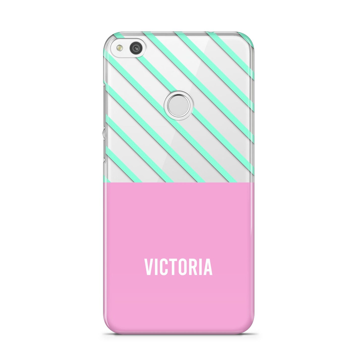 Personalised Pink Aqua Striped Huawei P8 Lite Case