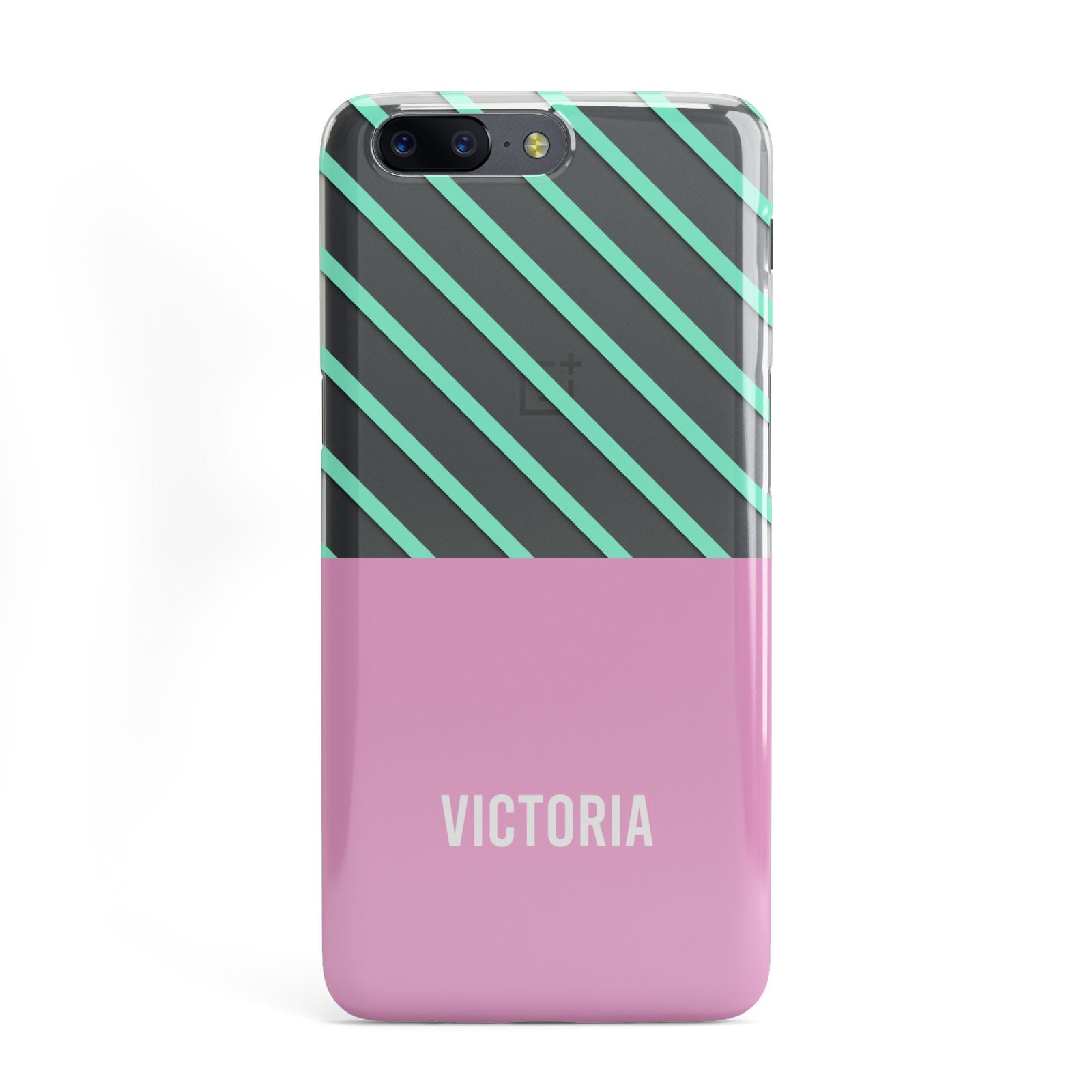 Personalised Pink Aqua Striped OnePlus Case