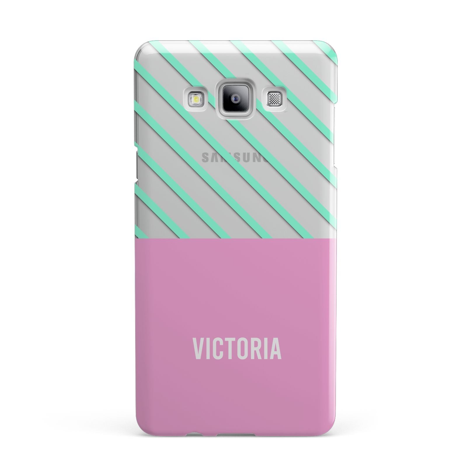 Personalised Pink Aqua Striped Samsung Galaxy A7 2015 Case