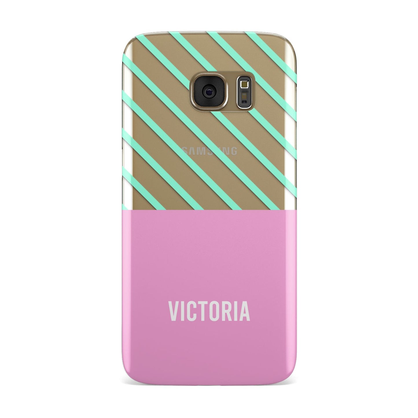 Personalised Pink Aqua Striped Samsung Galaxy Case