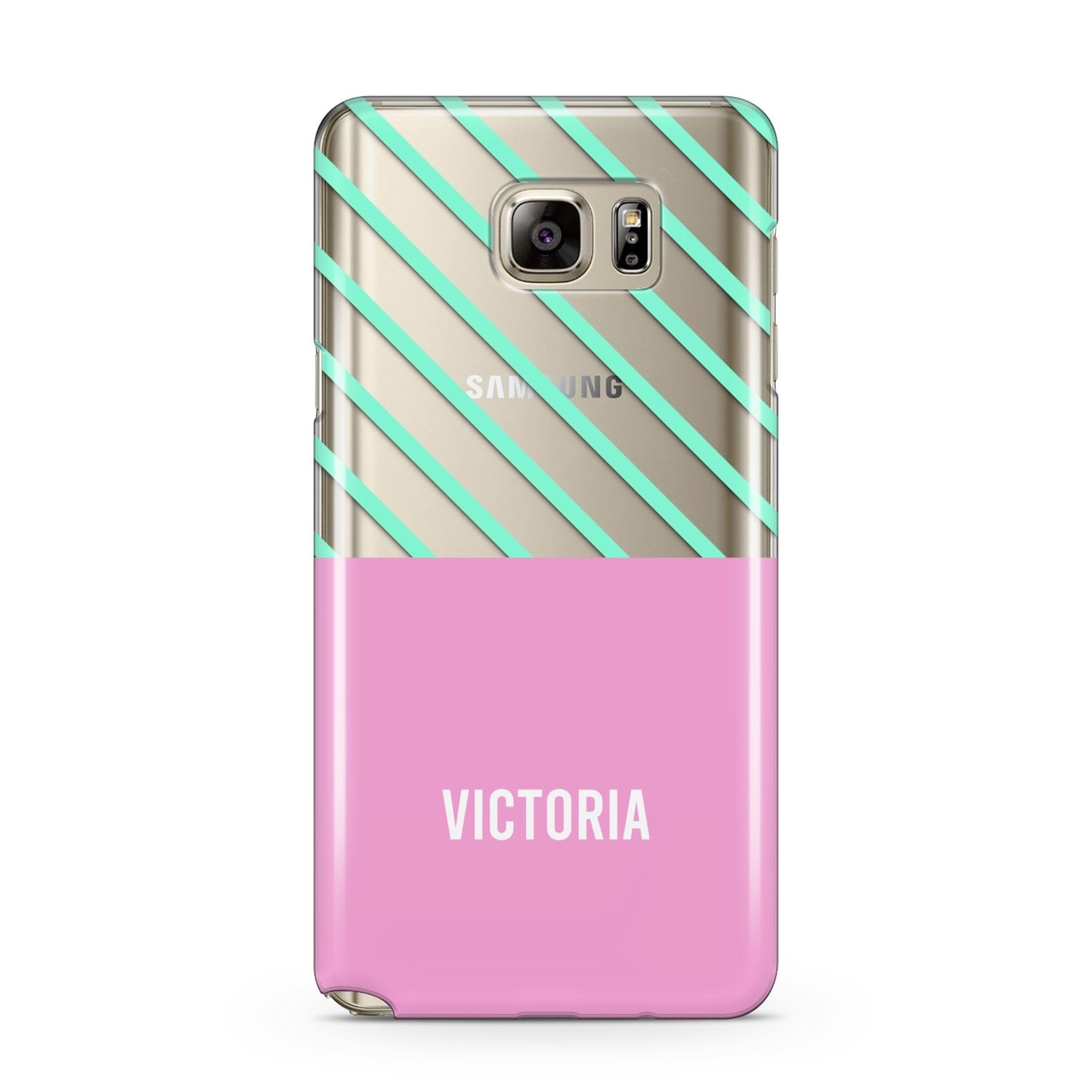 Personalised Pink Aqua Striped Samsung Galaxy Note 5 Case