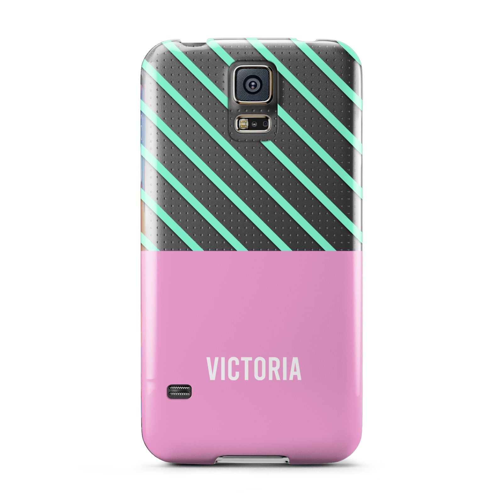 Personalised Pink Aqua Striped Samsung Galaxy S5 Case