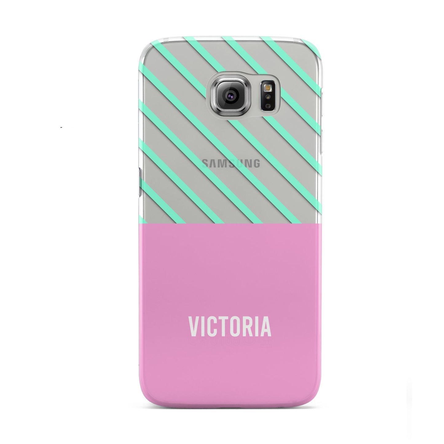 Personalised Pink Aqua Striped Samsung Galaxy S6 Case