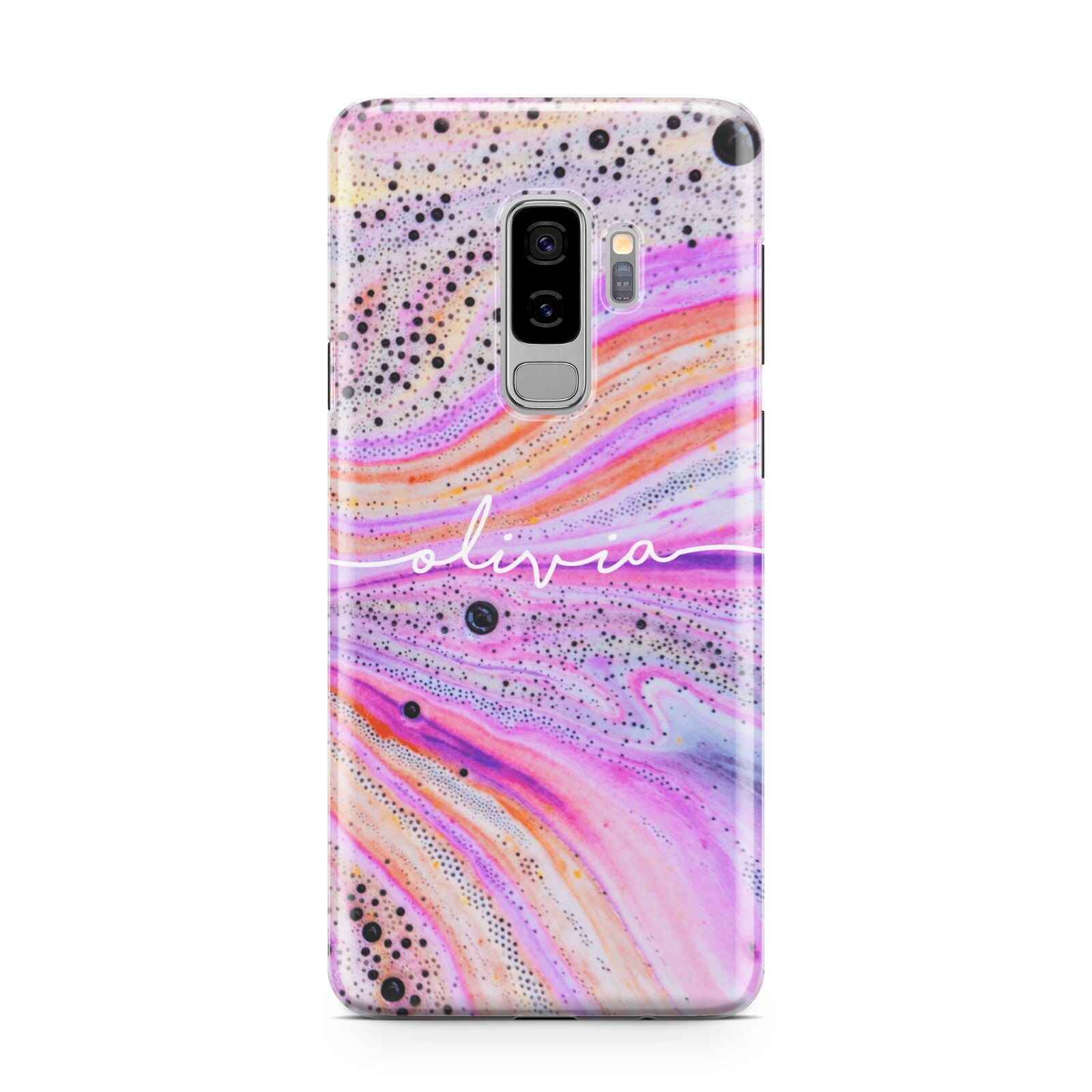 Personalised Pink Bath Bomb Samsung Galaxy S9 Plus Case on Silver phone