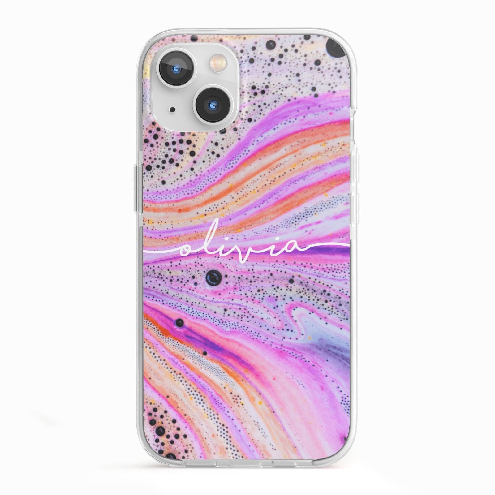 Personalised Pink Bath Bomb iPhone 13 TPU Impact Case with White Edges