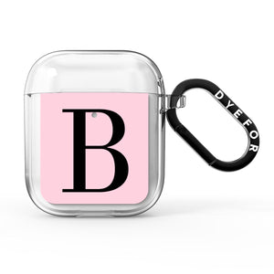 Personalised Pink & Black Initial AirPods Case