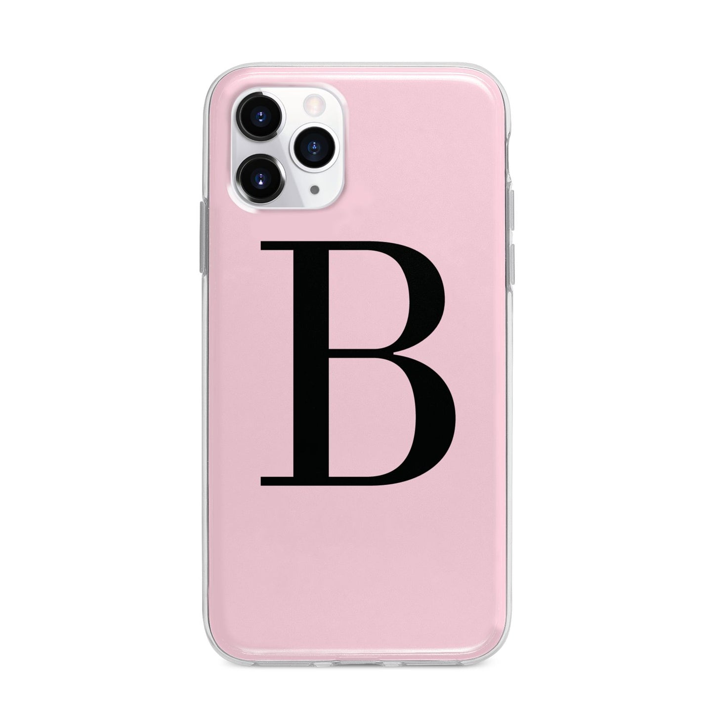 Personalised Pink Black Initial Apple iPhone 11 Pro Max in Silver with Bumper Case