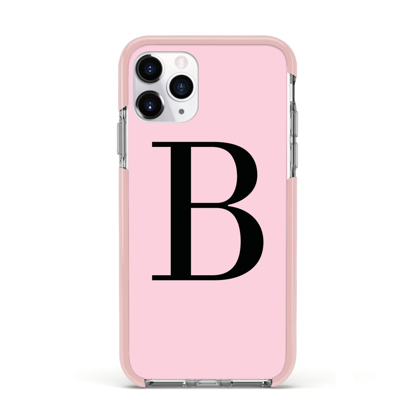 Personalised Pink Black Initial Apple iPhone 11 Pro in Silver with Pink Impact Case