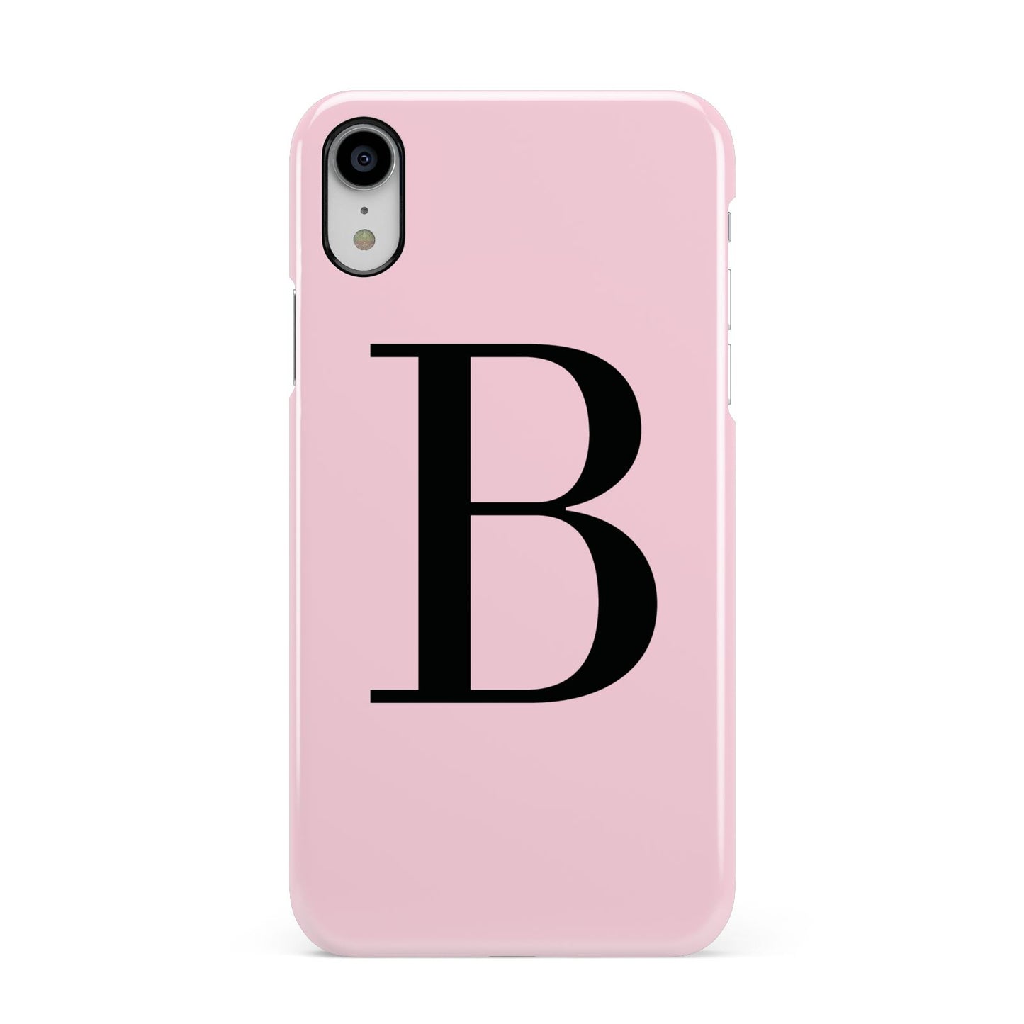 Personalised Pink Black Initial Apple iPhone XR White 3D Snap Case