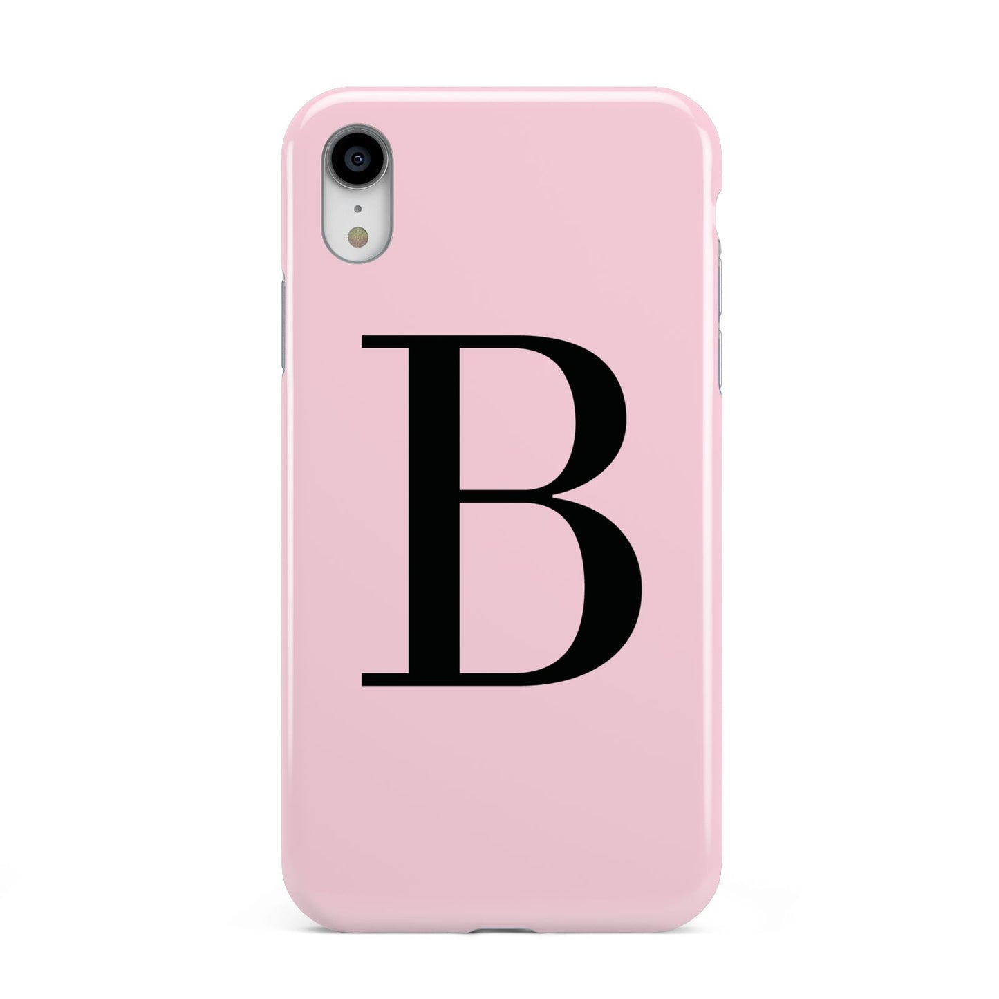 Personalised Pink Black Initial Apple iPhone XR White 3D Tough Case