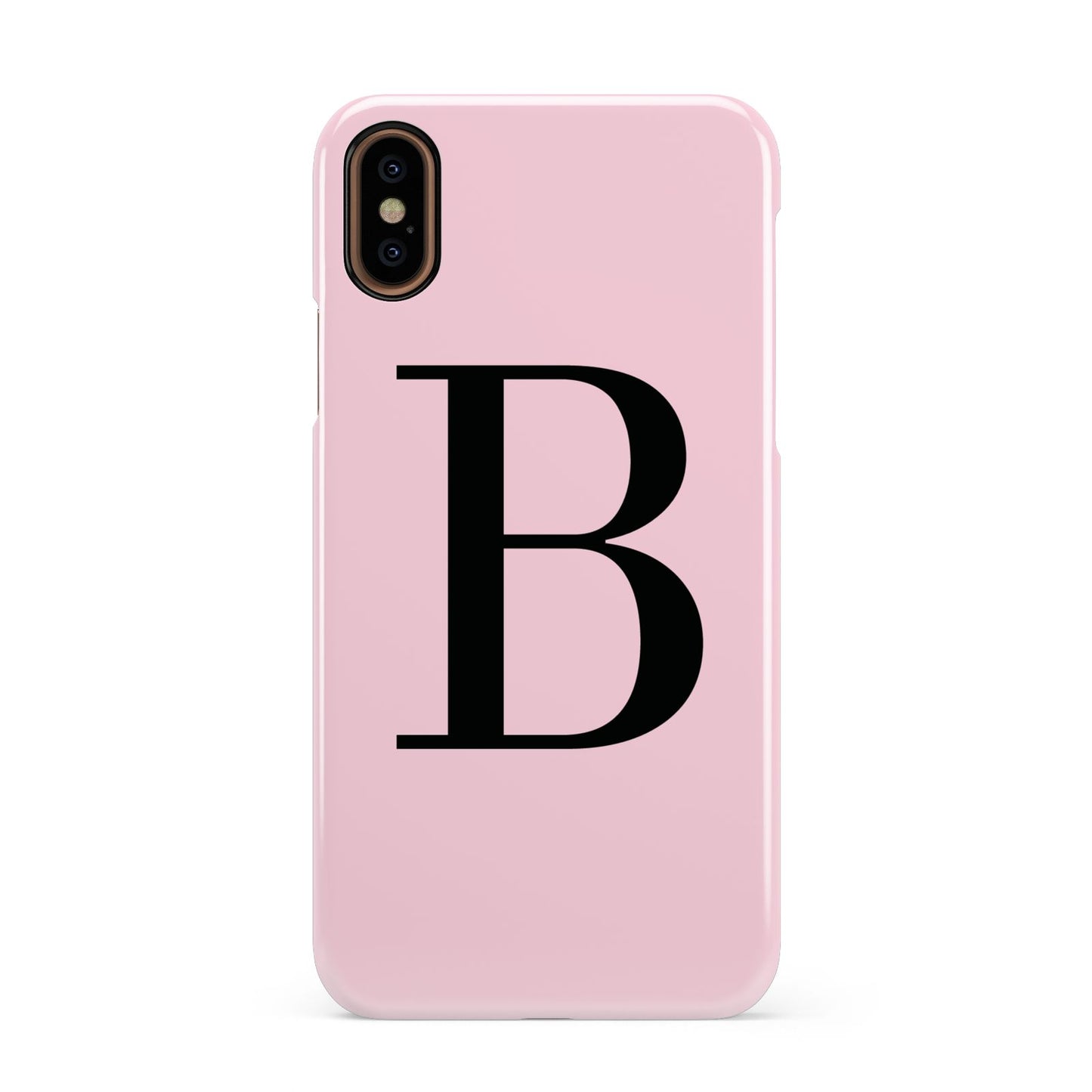 Personalised Pink Black Initial Apple iPhone XS 3D Snap Case