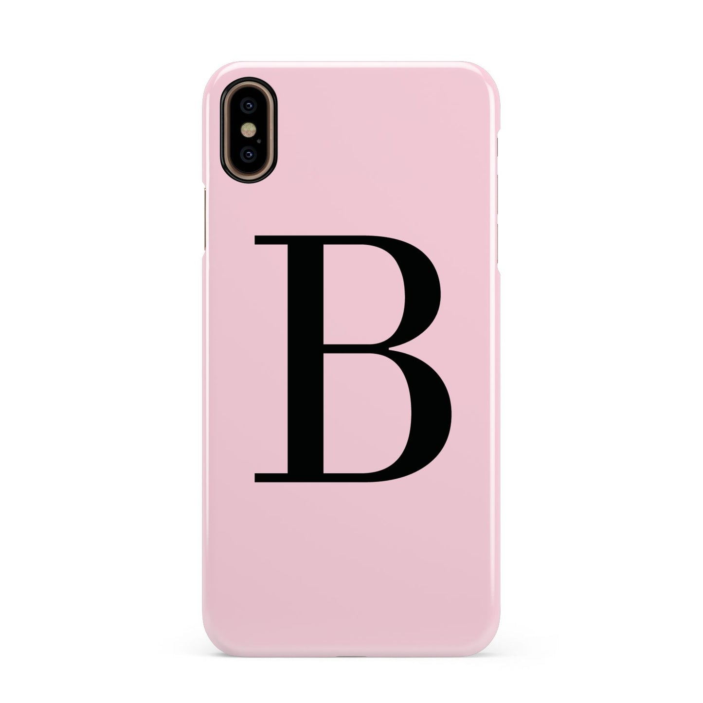 Personalised Pink Black Initial Apple iPhone Xs Max 3D Snap Case