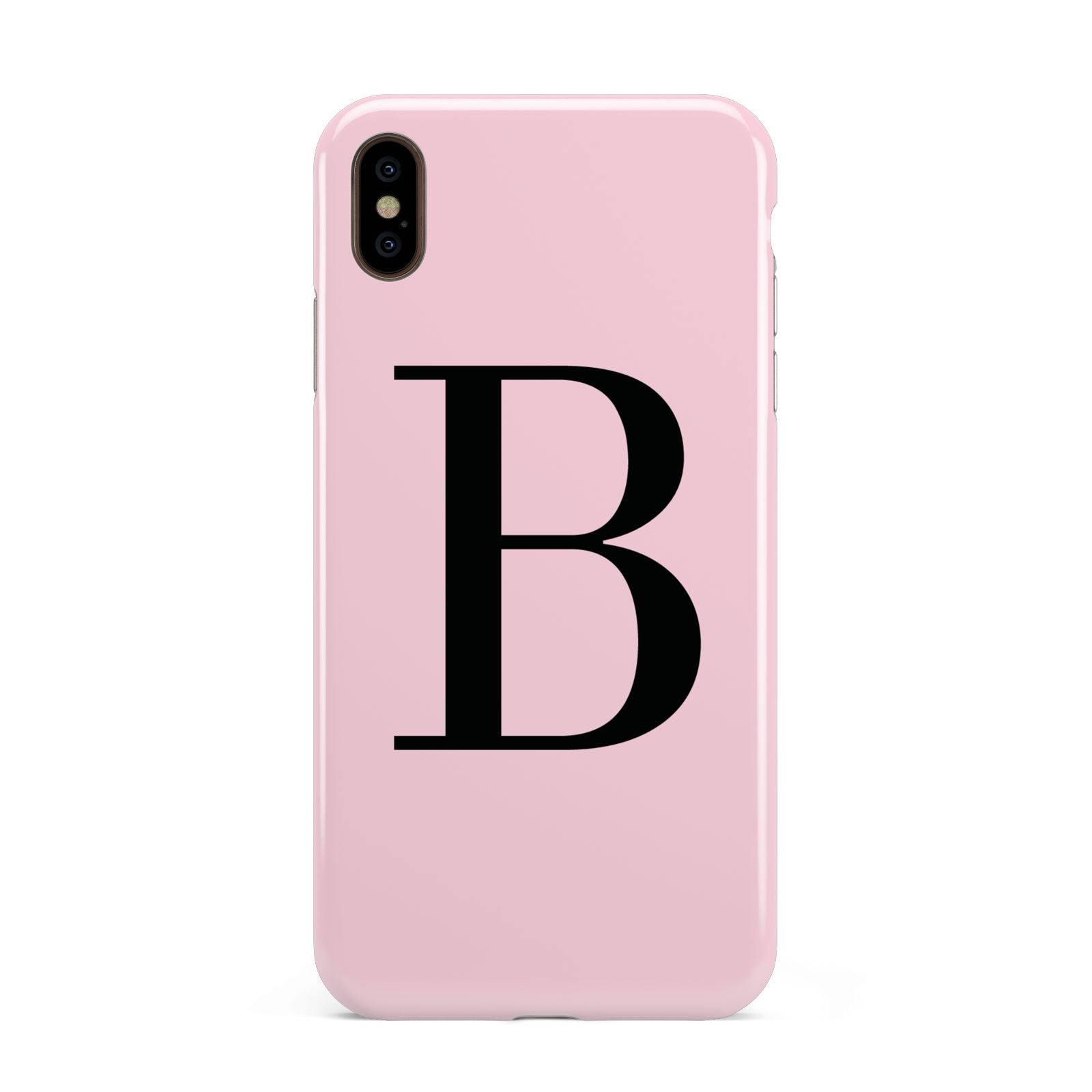 Personalised Pink Black Initial Apple iPhone Xs Max 3D Tough Case