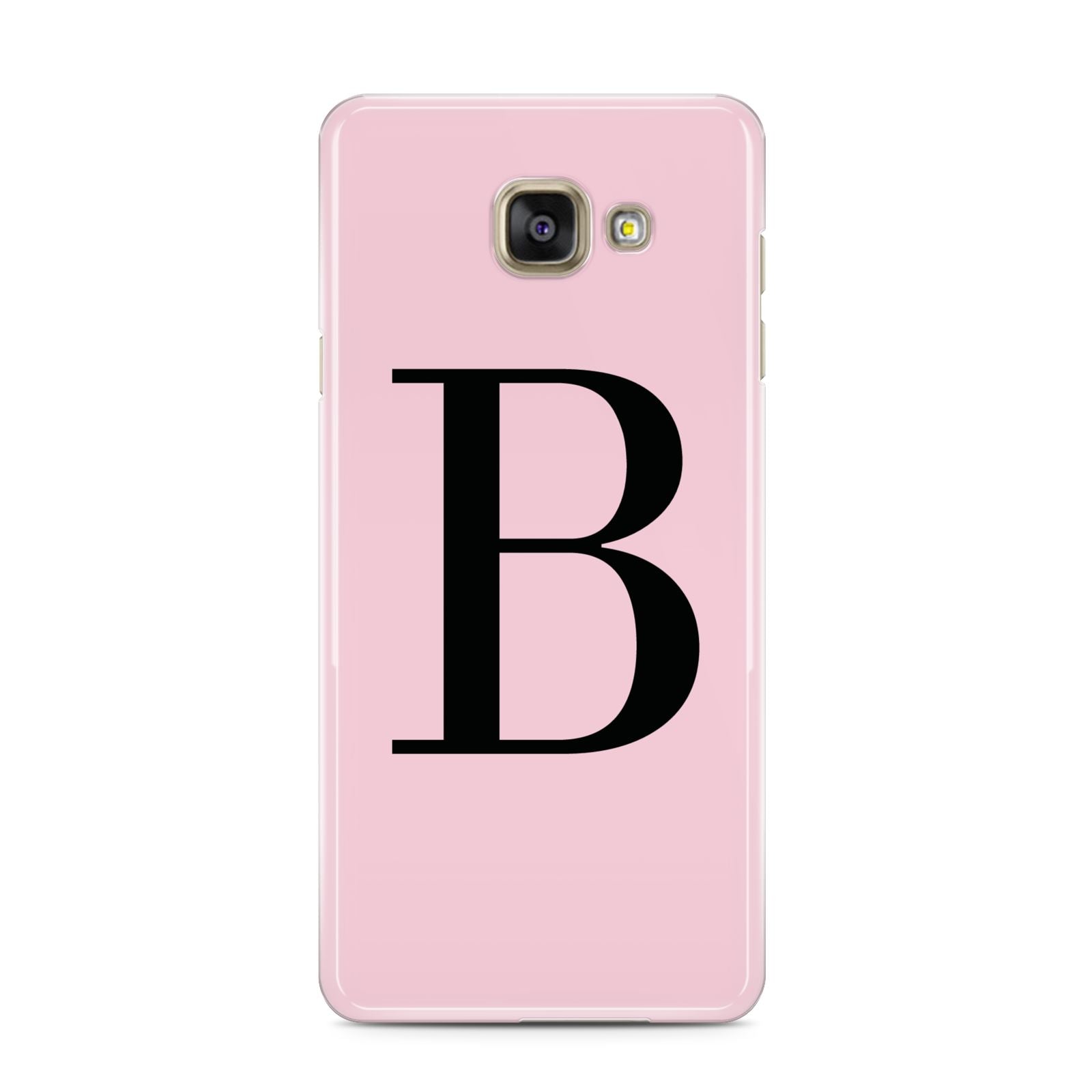 Personalised Pink Black Initial Samsung Galaxy A3 2016 Case on gold phone