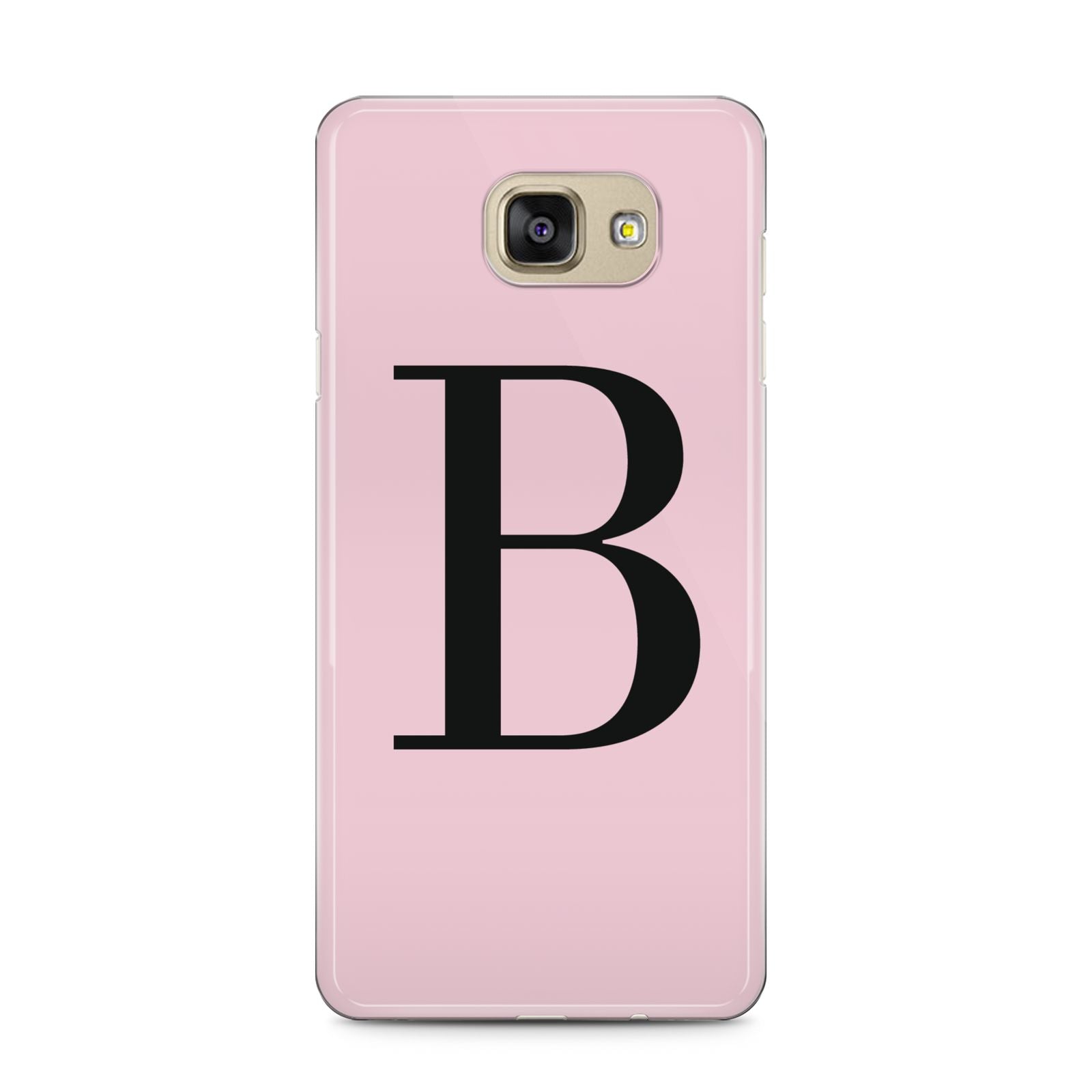 Personalised Pink Black Initial Samsung Galaxy A5 2016 Case on gold phone