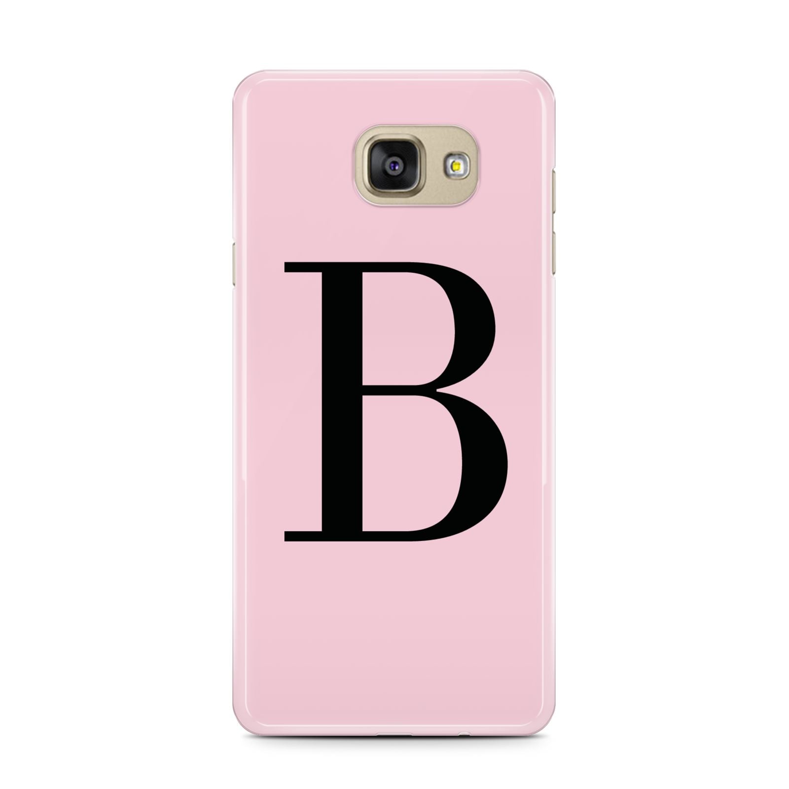 Personalised Pink Black Initial Samsung Galaxy A7 2016 Case on gold phone